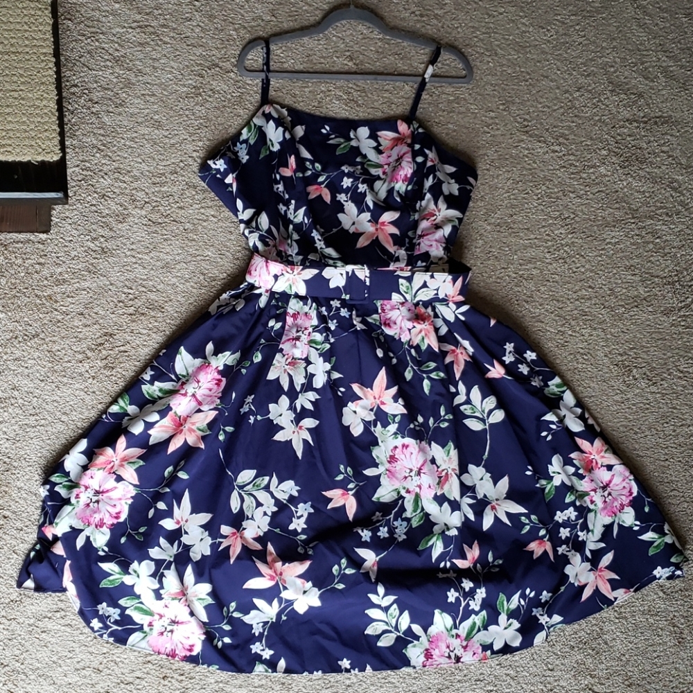 Eliza J Floral Belted Fit and Flare Sundress